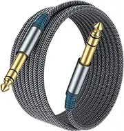 Guitar Cable 6M / 20ft, Sweguard Instrument Cable 6.35mm to 6.35mm Stereo Audio AMP 1/4 TRS Nylon Braided Cord for Electric Guitar, Bass,Mandolin,Keyboard and Pro Audio, Straight-to-Straight -Grey