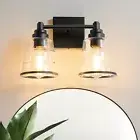 Black Bathroom Vanity Light Fixture, 2 Light Bathroom Light Fixtures Over Mir...