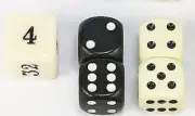 BACKGAMMON DICE SET IVORY AND BLACK1/2" SQ. WITH DOUBLING CUBE