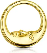 [COCHARM] Moon Face G23 Solid Titanium Daith Piercing Jewellery 16G Silver Septum clicker Dainty Helix Daith Earrings for Women Septum Ring 8/10MM