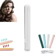 LeoLeoxx Mini Dual-Purpose Curling Iron,2 in 1 Mini Dual-Purpose Curling Iron,Portable Hair Straightener,Ceramic Mini Hair Curler, Travel Curling Iron (White)