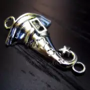 Halloween Witch Hat Charms - 39mm Magic Wizard Hat Silver Plated Pendants - 5PCs