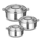 Milton Insulated Stainless Steel Casseroles, Set of 3, Silver