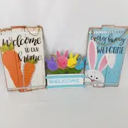 Decoration Door Welcome to Home Farm House Wall Hanging Spring Bunny Flowers