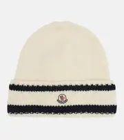 [Moncler] Moncler Logo striped wool-blend beanie One Size beige