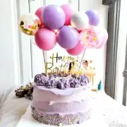 Mini Pink & Purple Confetti Latex Balloon Cake Topper Kit Birthday Cake Decor
