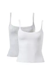 [Supre] Supre - Multipack 2pk Riri Scoop Neck Tank - White/grey marle L White/Grey Marle