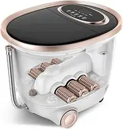 Foot Spa Bath Massager, Multifunctional Feet Bath Tub, Adjustable Waterfall Shower & Fast Heating, Motorized Rollers, Shiatsu Massage, Red Light, Timer, LED Display, Temperature Control