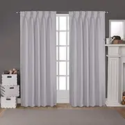 Exclusive Home Sateen Twill Woven Room Darkening Blackout Pinch Pleat/Hidden Tab Top Curtain Panel Pair, 84" Length, Silver, EH8243-04 2-84P