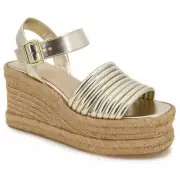 Kenneth Cole NY Women Espadrille Ankle Strap Sandal Shelby Sz US 7.5M Light Gold