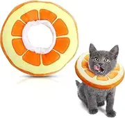 Adjustable Cat Cone Collar Soft,Cute Sun Flower Neck Cat Cones After Surgery, Adjustable Cat E Collar, Surgery Recovery Elizabethan Collars for Kitten and Cats (Orange)