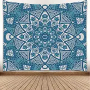 Blue Mandala Tapestry Wall Hanging Decor 60” x 51” - Art Depot