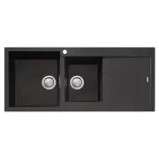 OLIVERI Santorini 1 & 3/4 Bowl Topmount Sink With Drainer - Black ST-BL1511OF
