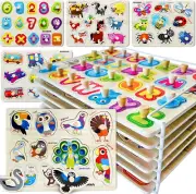 QUOKKA 6pk Wooden Alphabet Puzzles for Toddlers, ABC Learning Toys, for Kids 2-4