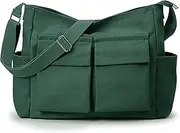 [KALIDI FANCY FOREST] KALIDI Canvas Tote Bag Messenger Bag, Large Crossbody Bag for Women or Men, Casual Canvas Shoulder Bag for College Work Daily