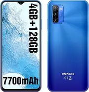 Ulefone Note 12 Mobile Phone (2023) 7700 mAh Large Battery 128GB ROM/SD-128GB 6.82 Inch HD+ Android 11 Smartphone Without Contract, 13MP Main Camera 3 Card Slot 4G Dual SIM Mobile Phone OTG (Blue)