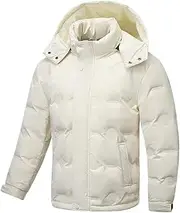 [Bciopll] Men's Down Jacket Lightweight Detachable Hooded White Duck Down Warm Jacket Casual Puffer Coat