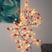 LED Branch Light Rose Rattan Light 2.3m 144LEDs Remote Control USB Powered Bendable Atmosphere Light Rose Valentine's Day Wedding Bedroom Living Room Wall Chri