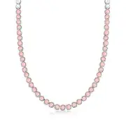 925 Sterling Silver Pink Opal Gemstone Silver Necklace