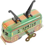 ERINGOGO Vintage 80s Retro Electric Tram Toy for Boys and Girls Collector's Die Cast Bus Set Decorative Pull Back City Bus Car