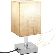 3-Way Dimmable Touch Control Bedside Lamps, Bedside Table Lamps with Flaxen Fabric Shade for Bedroom Living Room,LED Bulb Included