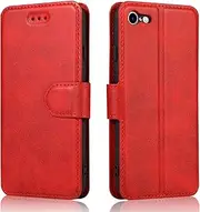 QLTYPRI iPhone 6 Plus iPhone 6S Plus Case Premium PU Leather Simple Wallet Case TPU Bumper [Card Slots] [Kickstand] [Magnetic Closure] Shockproof Flip Cover for Apple iPhone 6P iPhone 6SP - Red