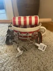Threshold Mixing Bowl NWT With Towel, Rolling Pin And 3 Cookie Cutters