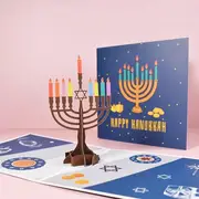 Premium Hanukkah Greeting Card – Handcrafted 3D Paper Art with Delicat