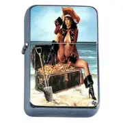Windproof Refillable Flip Top Oil Lighter Savage Pirate Pin Up D1 Sexy