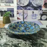Blue Agate Natural Stone Bathroom Basin / Healing Crystal Vessel Sink