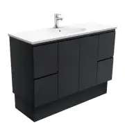Fienza Rotondo Fingerpull 1200 Vanity on Kickboard Satin Black ROT120ZBK