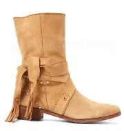 SEE BY CHLOE ANKLE BOOTS FRINGE TIE WRAP STUDDED SUEDE LEATHER $425 sz 38 8