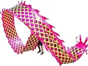 Dragon Dance Silk Chinese Folk Dancing Dragon Ribbon Fitness Throw Streamer Relaxing Equipment for Tall Big Kids Adults Elderly, Backyard Park Lawn (Color : 10m/33ft)