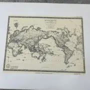 Vtg MAP OF THE WORLD A. Brue Map Art Print Spain