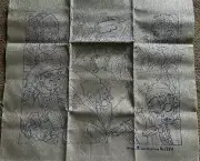 Vintage Matsubato Asian Art 1552 Japan Stamped Crewel Panel Canvas Silver Lame