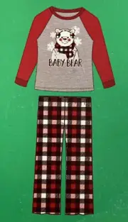 NWT Toddler Girls Christmas Pajamas "Baby Bear" Size 3T Red and black Checked