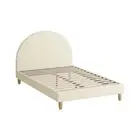 Bed Frame King Single Arched Bedhead Beige Fabric