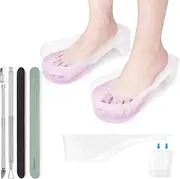 Toe Nail Soaking Bowl Acetone Proof: 1Pair Soak Off Dip Powder Gel Polish Remover - Manicure Bowl for Toenails Soaking with Cuticle Pusher, Cuticle Peeler, Nail File Buffer (Clear)