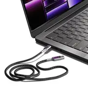 Cygnett Armoured Pro 240W USB-C to USB-C (4.0) Cable (1M) - Black (CY4543PCCCC),40GBPs Transfer,Fast Charge, 8K Video,Best for Laptop,5Years Warranty