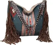 [Generic] Women’s Vintage Canvas Hobo Handbags Tassel Tote Purses Large Capacity Shoulder Bag Ethnic Travel Handbags