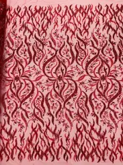 RED - Beaded Lace/Sequin Embroider Lace Fabric - Sold by The Yard.
