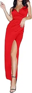 [Generic] Shirt Dress Long Sleeve Spring and Summer New Sexy Tube Top V Neck Open Back Slit Suspender Temperament Long Skirt Dress Short Loose Dress for Women