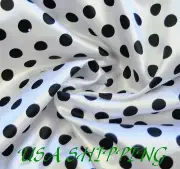 Polka Dot White Black SHINY SATIN 100% Polyester Pantie Lingerie Fabric 60" BYD