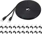 uxcell Cat 6 Ethernet Cable 66ft, 32AWG 250MHz Flat High Speed RJ45 Cat6 Internet Network Patch Cord with Clips for Computer, Gaming, Router, Modem, Black