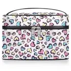 Colorful Leopard Print Makeup Bag, Cute Heart Travel Cosmetic Bag for Women G...