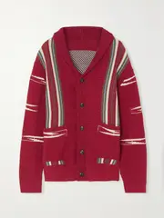 [Fortela] Fortela - Henry Cotton-jacquard Cardigan - Red - x small x small Red