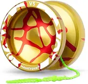 MAGICYOYO V3 Dual Purpose Metal Yoyo for Kids 8-12 & Adults, Responsive Yoyo Professional and Unresponsive Yo yo for Adults, Trick Yo-yo with 12 Strings, Bearings & Carry Case（Golden Red Splash）