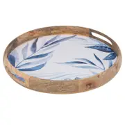 Ladelle Blue Lagoon Premium Mango Round Wood Serving Tray