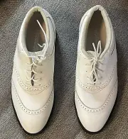 REEBOK Women’s White Leather Comfort Elite Willowbend XL Wing Tip GOLF Shoes 6 ½