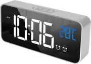 Digital Clock Mirrored, Dual Alarm, Multifunction, Adjustable Brightness, Sound